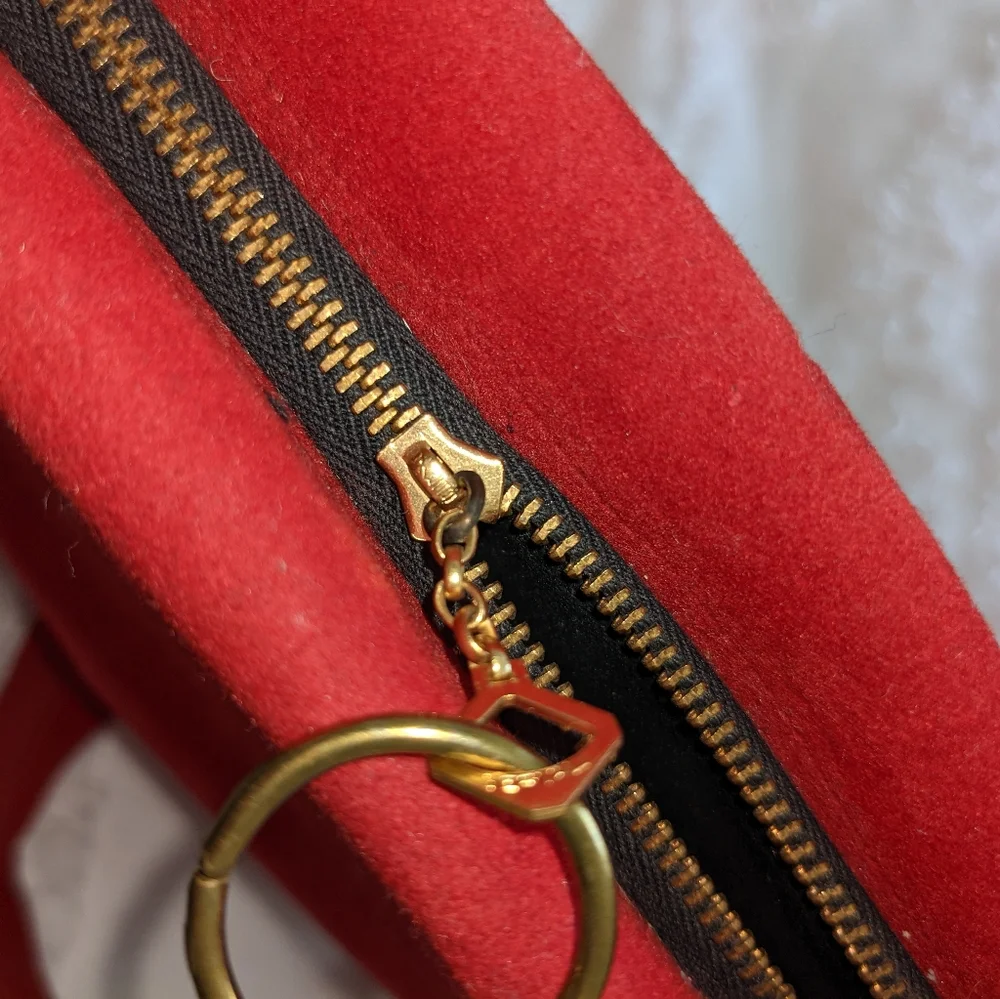 VTG Serval Red Suede Bag